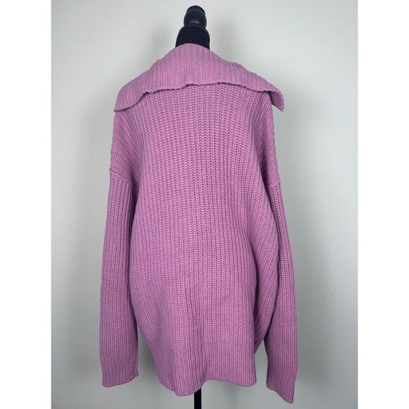 Free People Swim Too Deep Cardigan size M Pink Button Chunky Slouchy Sweater NWT - Picture 3 of 7